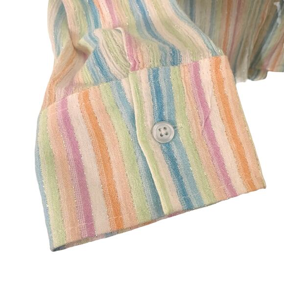 NWT Lovers & Friends Catalina Button Down Shirt in "Rainbow Stripe" Size XS - Picture 7 of 12